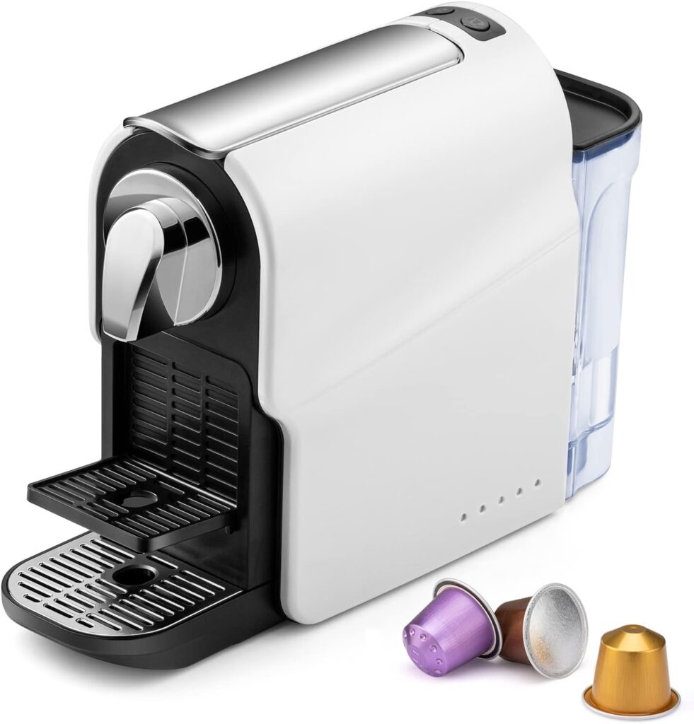 beanglass Espresso Pod Machine for Home, Compact Capsule Coffee Maker for Nespresso Original Pods, 20 Bar High Pressure Pump, Removable Water Tank, Adjustable Cup Tray, 1350W