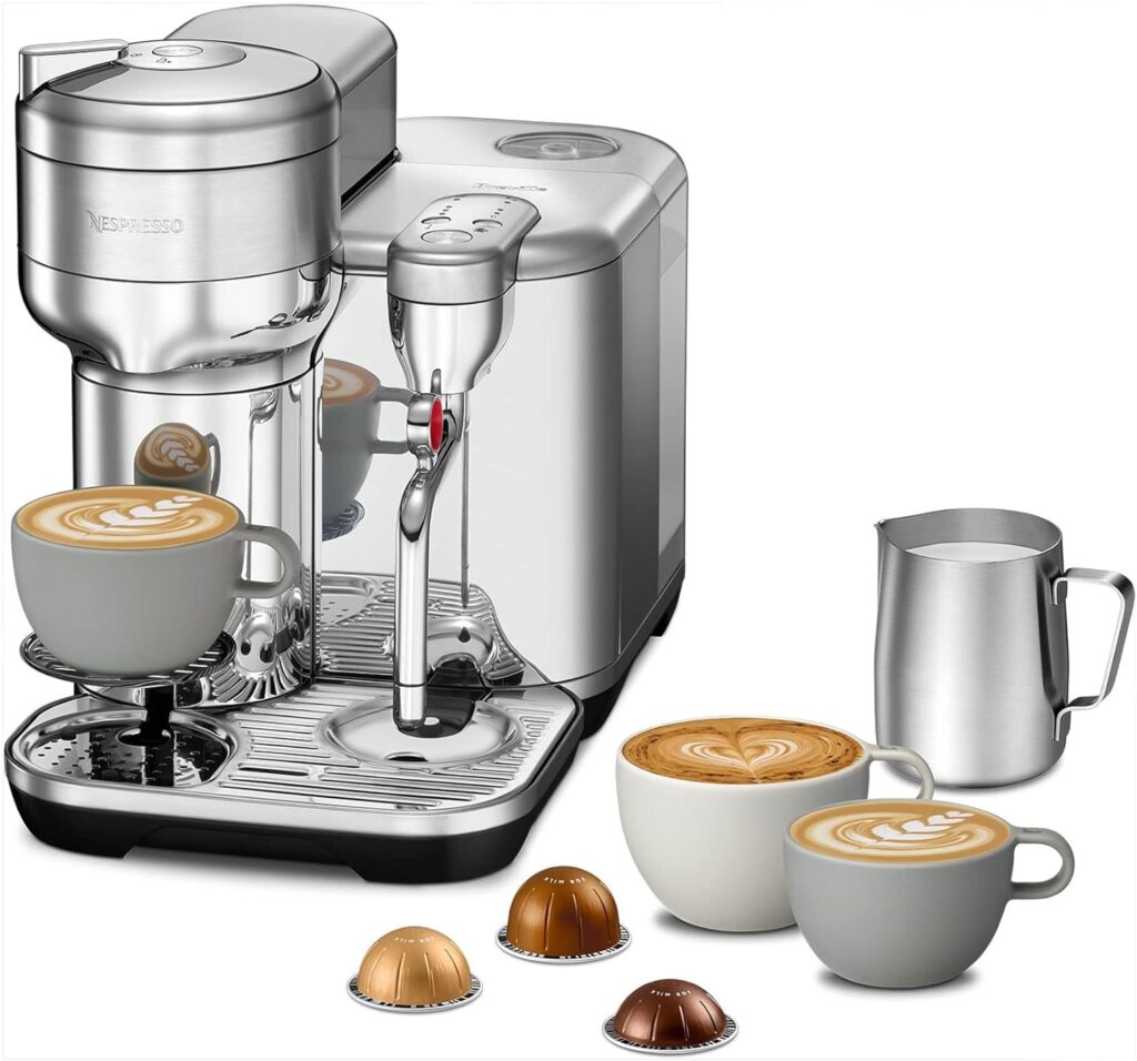 Breville Nespresso Vertuo Creatista Single Serve Coffee Maker, Espresso Machine, BVE850BSS - Brushed Stainless Steel, Medium