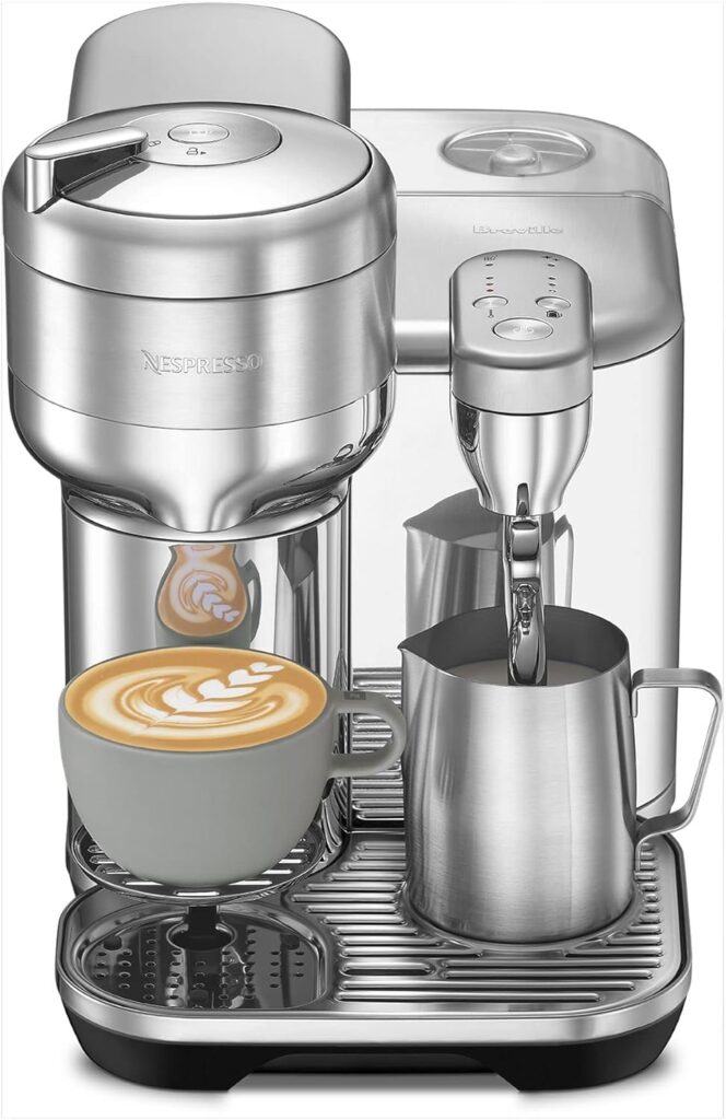 Breville Nespresso Vertuo Creatista Single Serve Coffee Maker, Espresso Machine, BVE850BSS - Brushed Stainless Steel, Medium