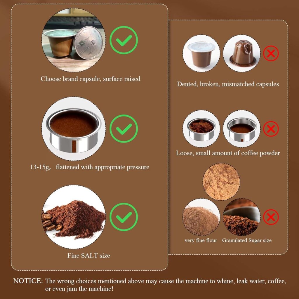 KOTLIE Single Serve Coffee Maker, 4in1 Espresso Machine for Nespresso Pods, K cups, LOR, Ground Coffee, illy Coffee ESE, 19Bar Espresso Maker, 1450W Fast Heat Coffee Machine(Coffee)