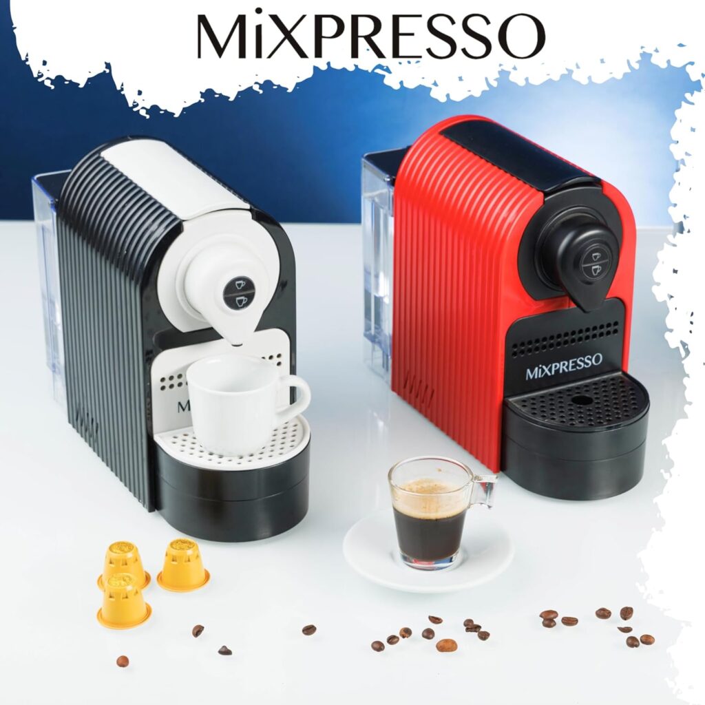 Mixpresso Espresso Machine for Nespresso Compatible Capsule, Single Serve Coffee Maker Programmable Buttons for Espresso and Lungo, Premium Italian 19 Bar High Pressure Pump 27oz 1400w (Red)