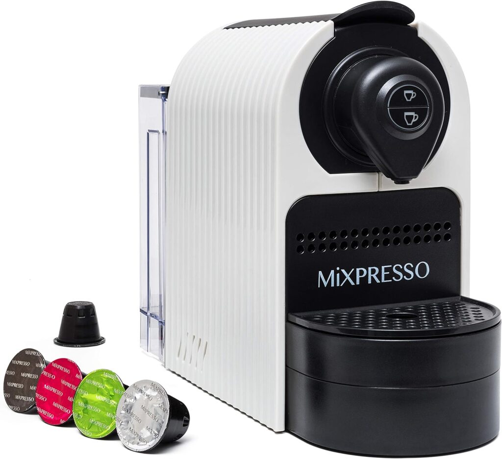 Mixpresso Espresso Machine for Nespresso Compatible Capsule, Single Serve Coffee Maker Programmable for Espresso Pods, Premium Italian 19 Bar High Pressure Pump 27oz 1400w White Coffee Maker