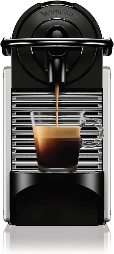 Nespresso Pixie Coffee and Espresso Machine by DeLonghi with Milk Frother, Aluminum, 34 ounces