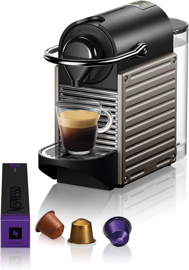 Nespresso Pixie Espresso Machine by Breville with Milk Frother, Titan