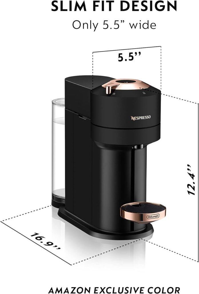 Nespresso Vertuo Coffee and Espresso Maker, Machine Only, Black Matte Rose Gold