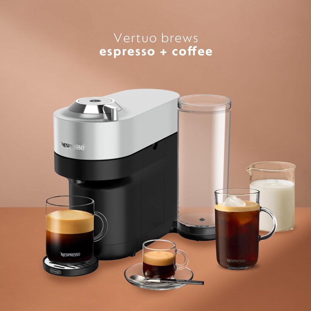 Nespresso Vertuo Pop+ Deluxe Coffee and Espresso Machine by DeLonghi, Silver