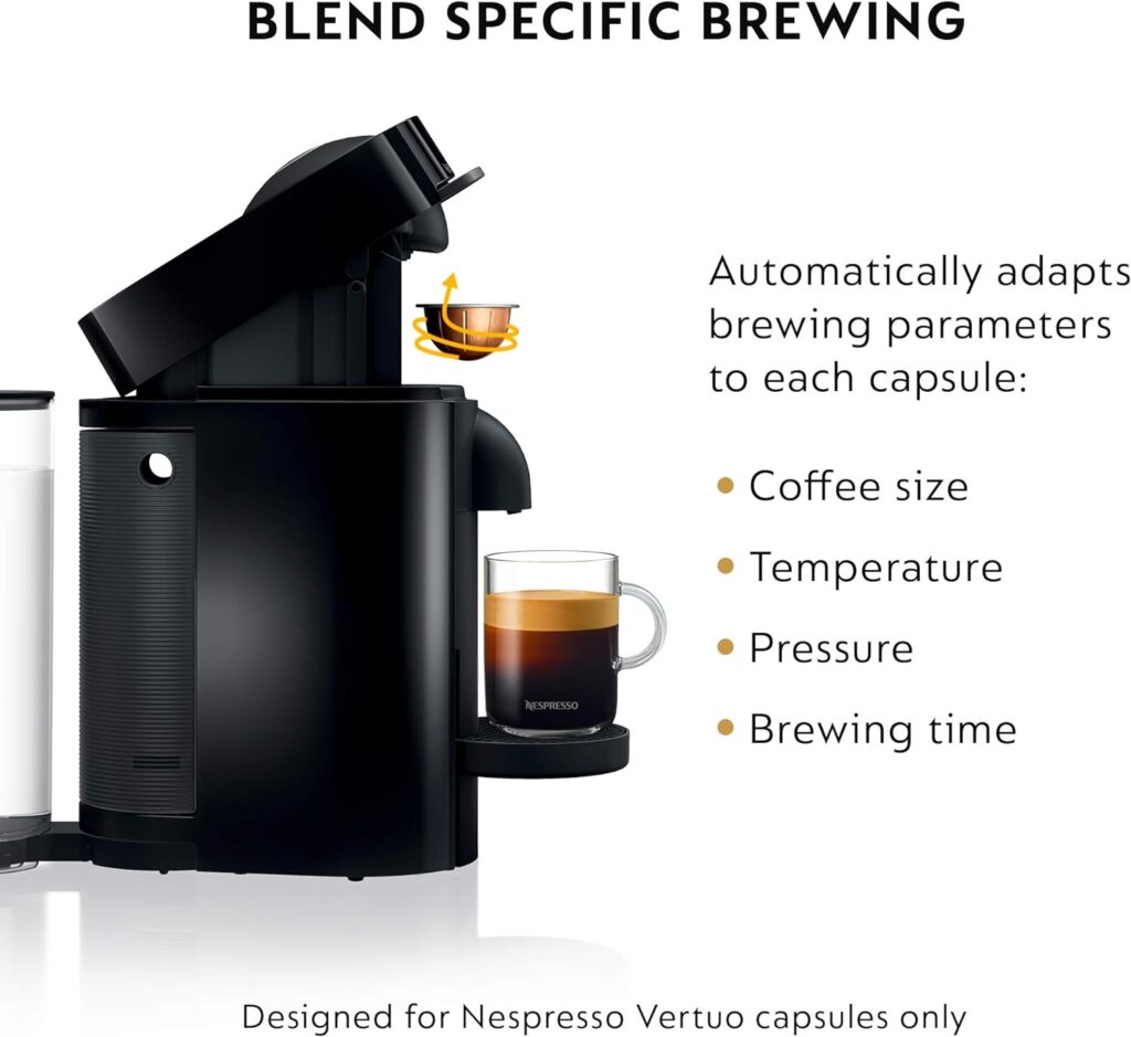 Nespresso VertuoPlus Coffee and Espresso Machine by DeLonghi with Milk Frother, 14 ounces, Ink Black