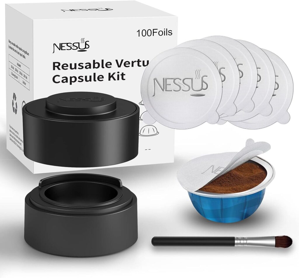 Nessus 200 PCS Original Aluminum Foil Lids from Vertuo Reusable Pods Kit, [ALSeal EZ FIT] for Nespresso Refillable Pods, Compatible with Nespresso Vertuoline Machine(Foil Seals Only)