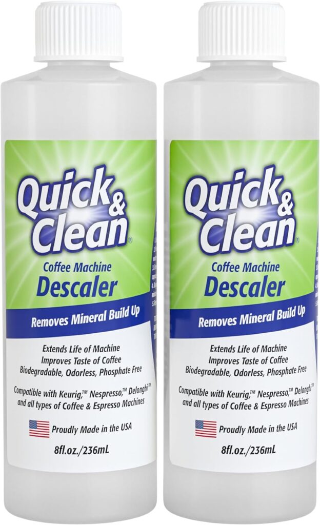 Quick  Clean 2-Pack Descaler (4 Total Uses) - Made in the USA - Descaling Solution for Keurig, Nespresso, Ninja, Delonghi, Coffee and Espresso Machines