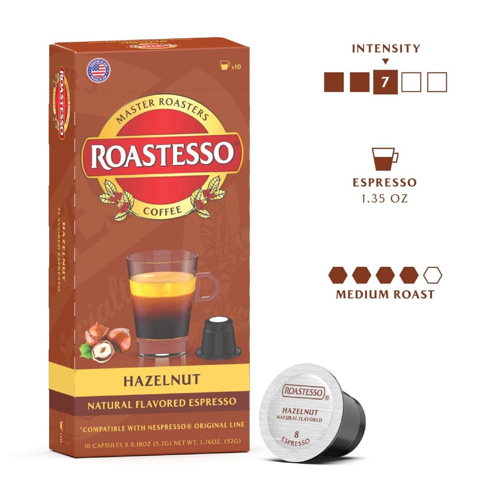 Roastesso Coffee, Natural Chocolate Flavored Espresso Pods, Nespresso Capsules Compatible with Original Line Machines, Barista Creations Flavor Pack, Medium Dark Roast Ristretto (40 Count)