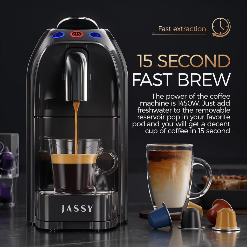 Small Espresso Coffee Machine 20 Bar Coffee Maker Compatible for Nespresso Original Capsule for Home Brewing with 10 Pcs Capsules,Espresso/Lungo Choice,1255W