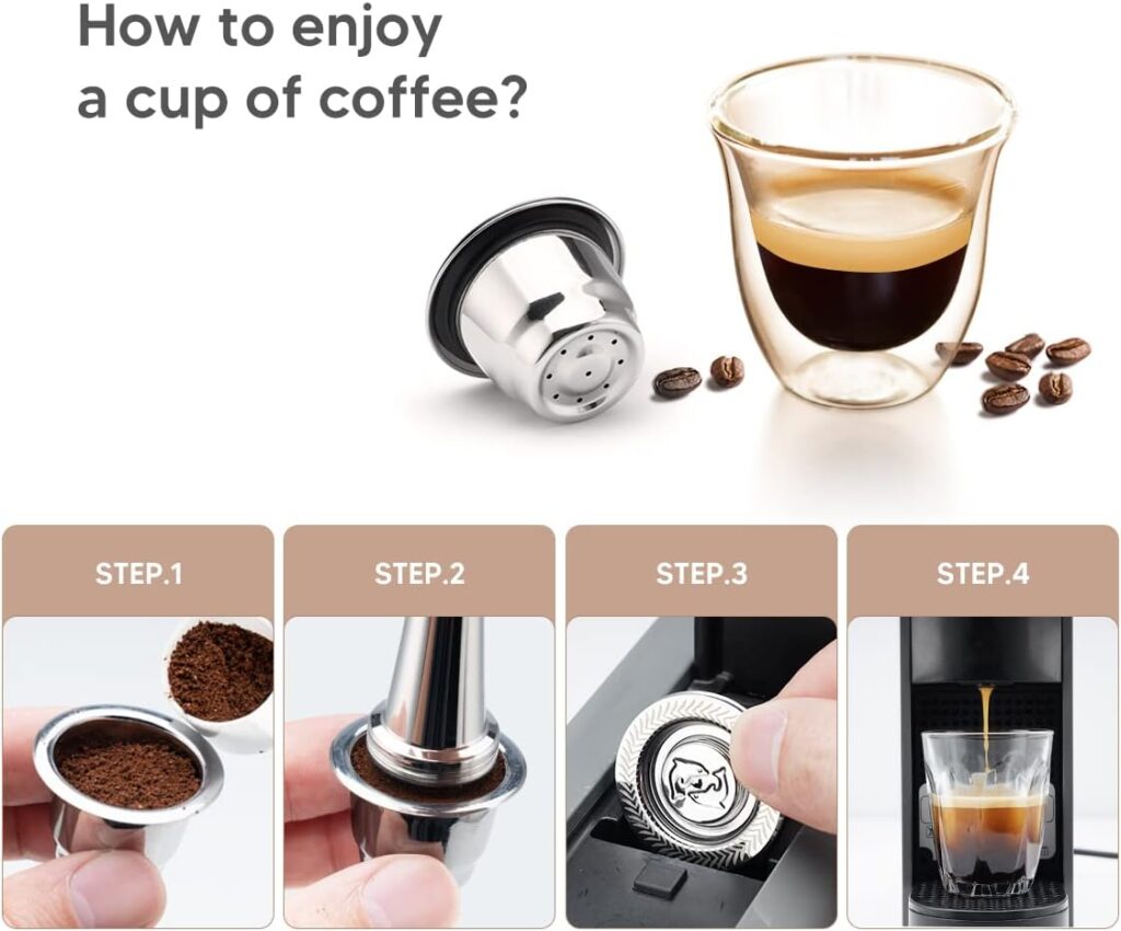 Stainless Steel Reusable Coffee Capsules Fit For Nespresso Capsules OriginalLine, Metal Refillable Espresso Coffee Filter Pods Compatible For Nespresso Machines Brewers